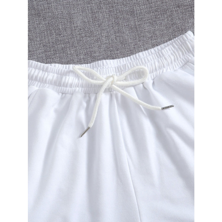 Drawstring Pocketed Elastic Waist Shorts Apparel and Accessories