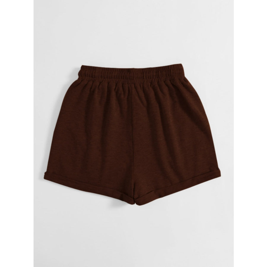 Drawstring Pocketed Elastic Waist Shorts Apparel and Accessories