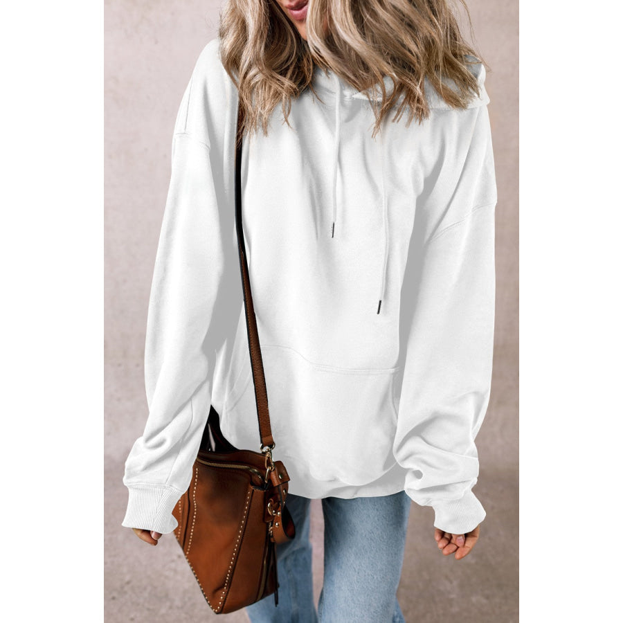 Drawstring Pocketed Long Sleeve Hoodie Apparel and Accessories