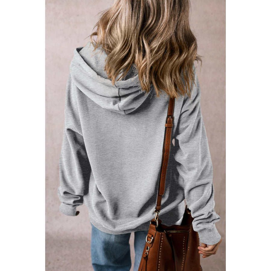 Drawstring Pocketed Long Sleeve Hoodie Apparel and Accessories