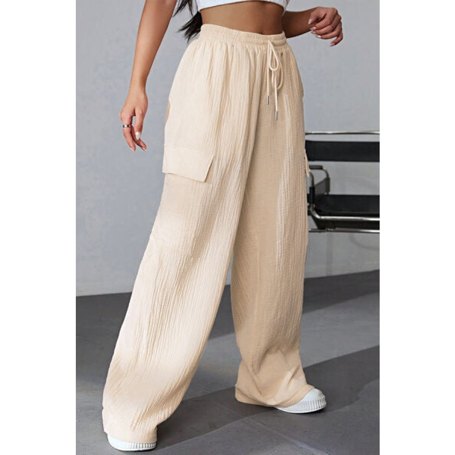 Drawstring Pocketed Wide Leg Pants Clothing