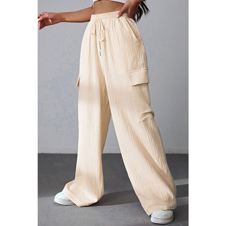 Drawstring Pocketed Wide Leg Pants Clothing