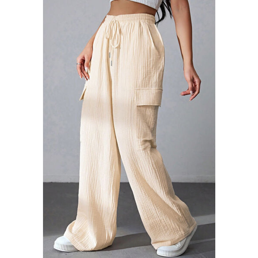 Drawstring Pocketed Wide Leg Pants Clothing