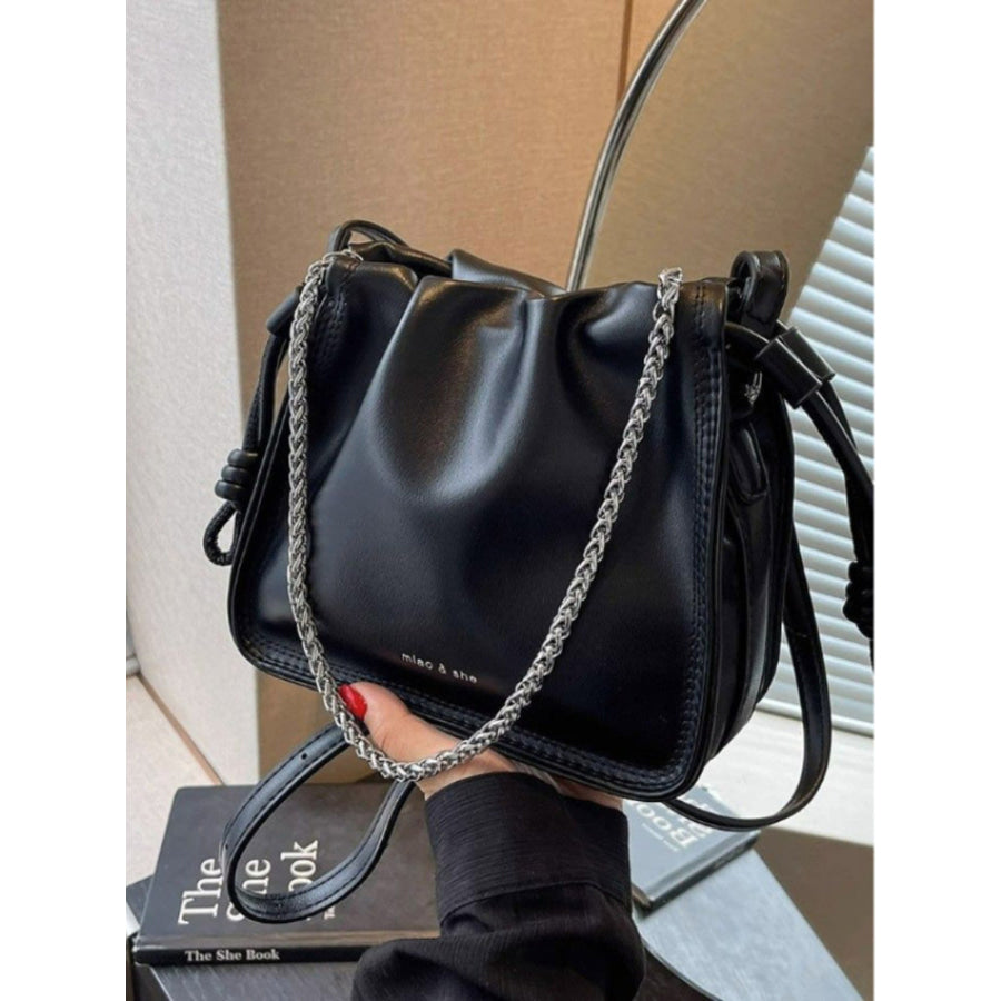Drawstring Ruched Crossbody Bag Apparel and Accessories
