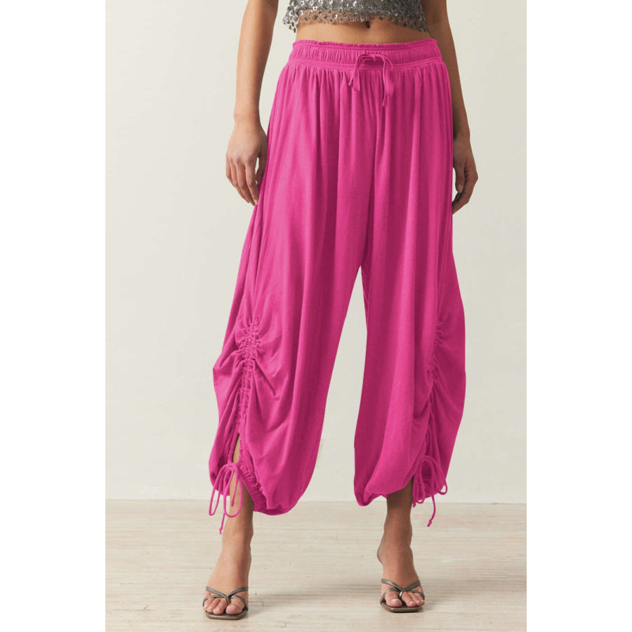Drawstring Ruched Pants Apparel and Accessories
