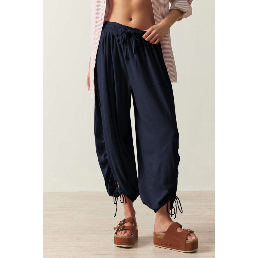 Drawstring Ruched Pants Apparel and Accessories