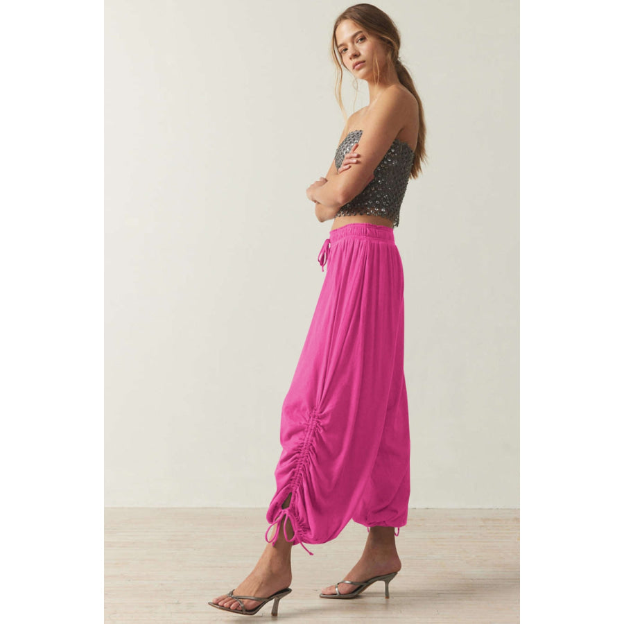 Drawstring Ruched Pants Apparel and Accessories
