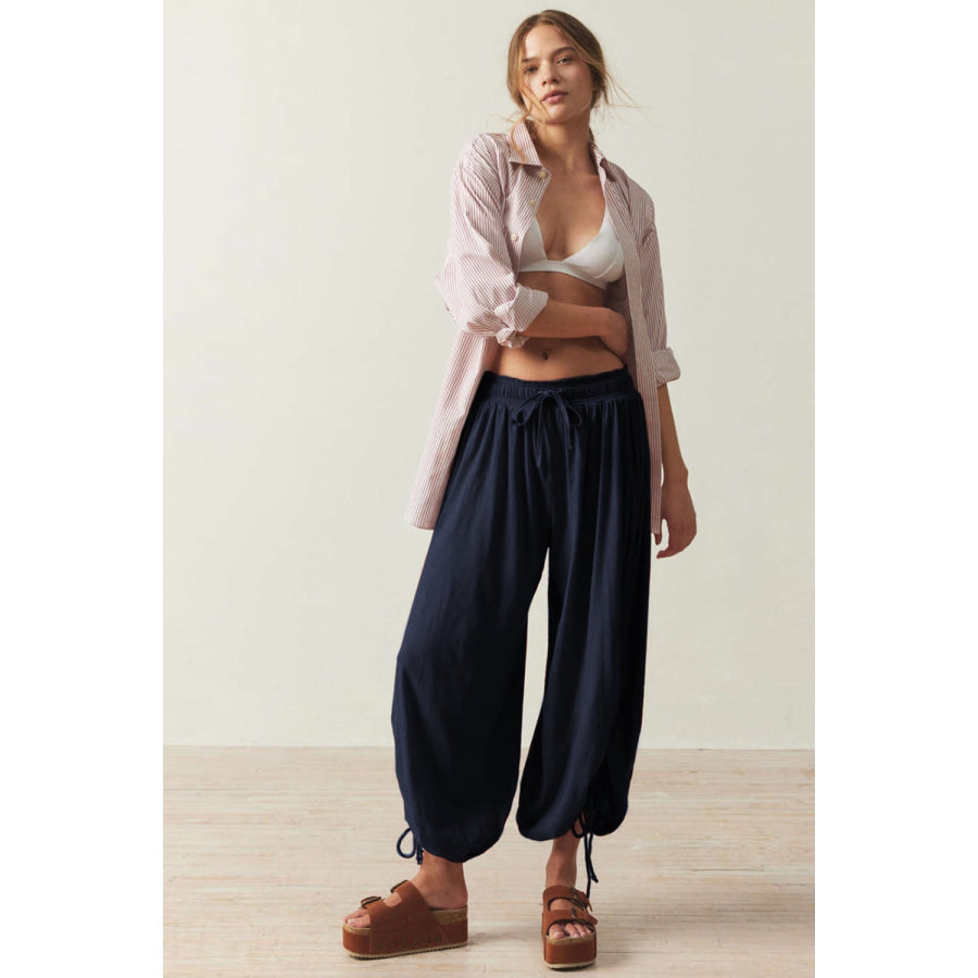 Drawstring Ruched Pants Apparel and Accessories