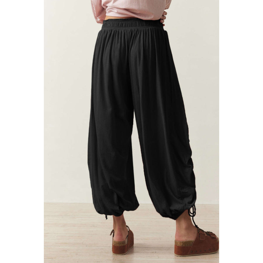 Drawstring Ruched Pants Apparel and Accessories