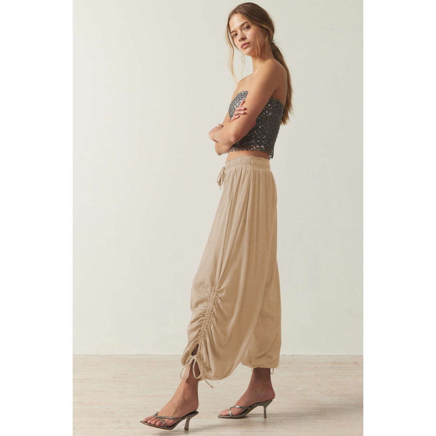 Drawstring Ruched Pants Apparel and Accessories
