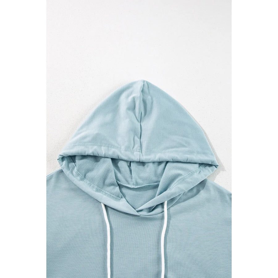 Drawstring Ruffled Dropped Shoulder Long Sleeve Hoodie Apparel and Accessories