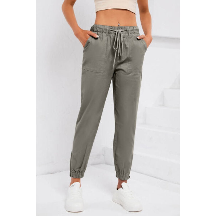 Drawstring Side Zip Joggers Charcoal / S Clothing