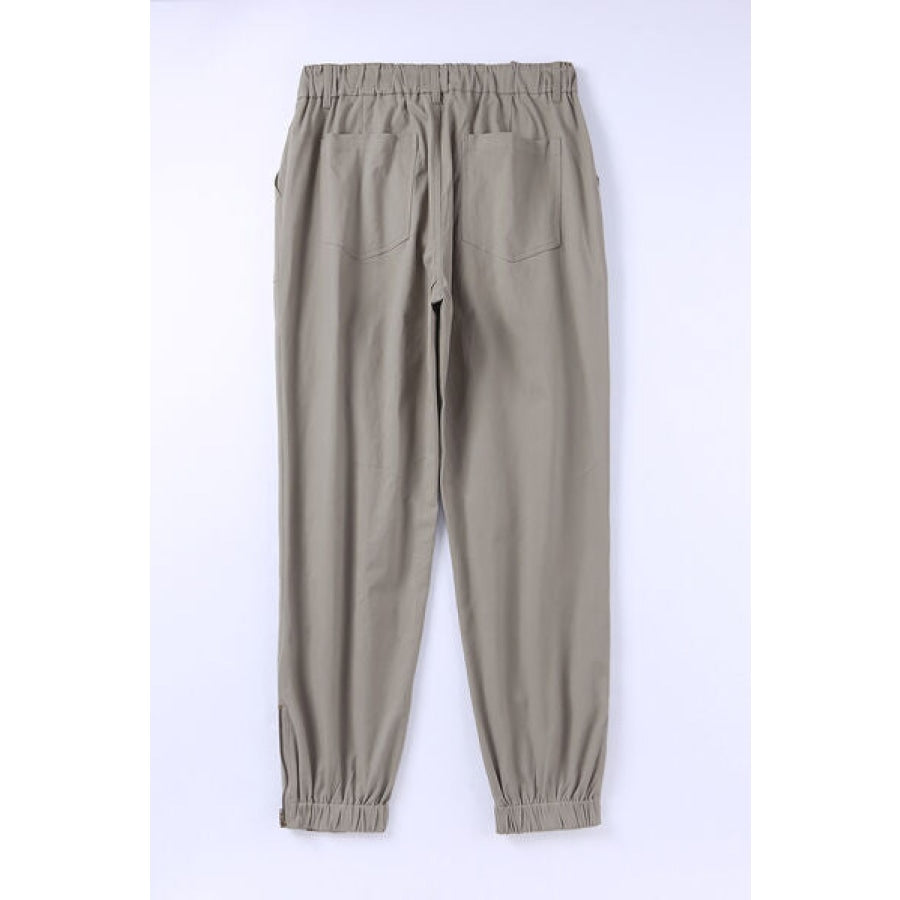 Drawstring Side Zip Joggers Clothing