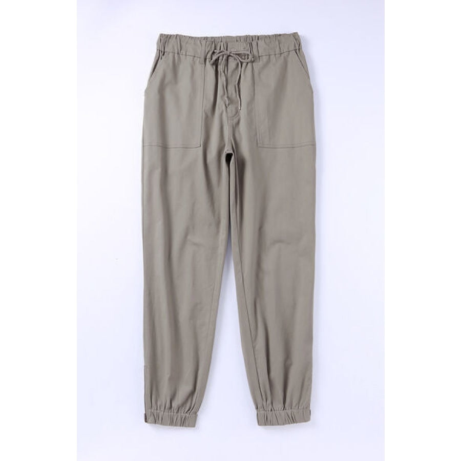 Drawstring Side Zip Joggers Clothing