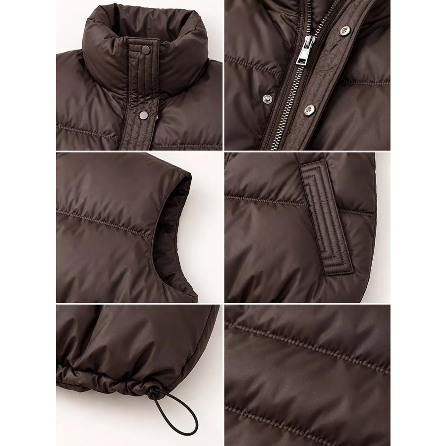 Drawstring Snap Down Puffer Vest Coat Apparel and Accessories