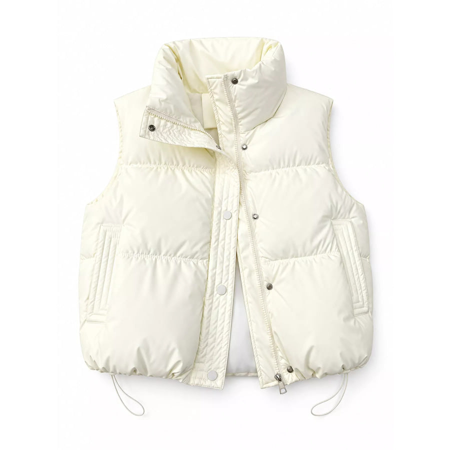Drawstring Snap Down Puffer Vest Coat Apparel and Accessories