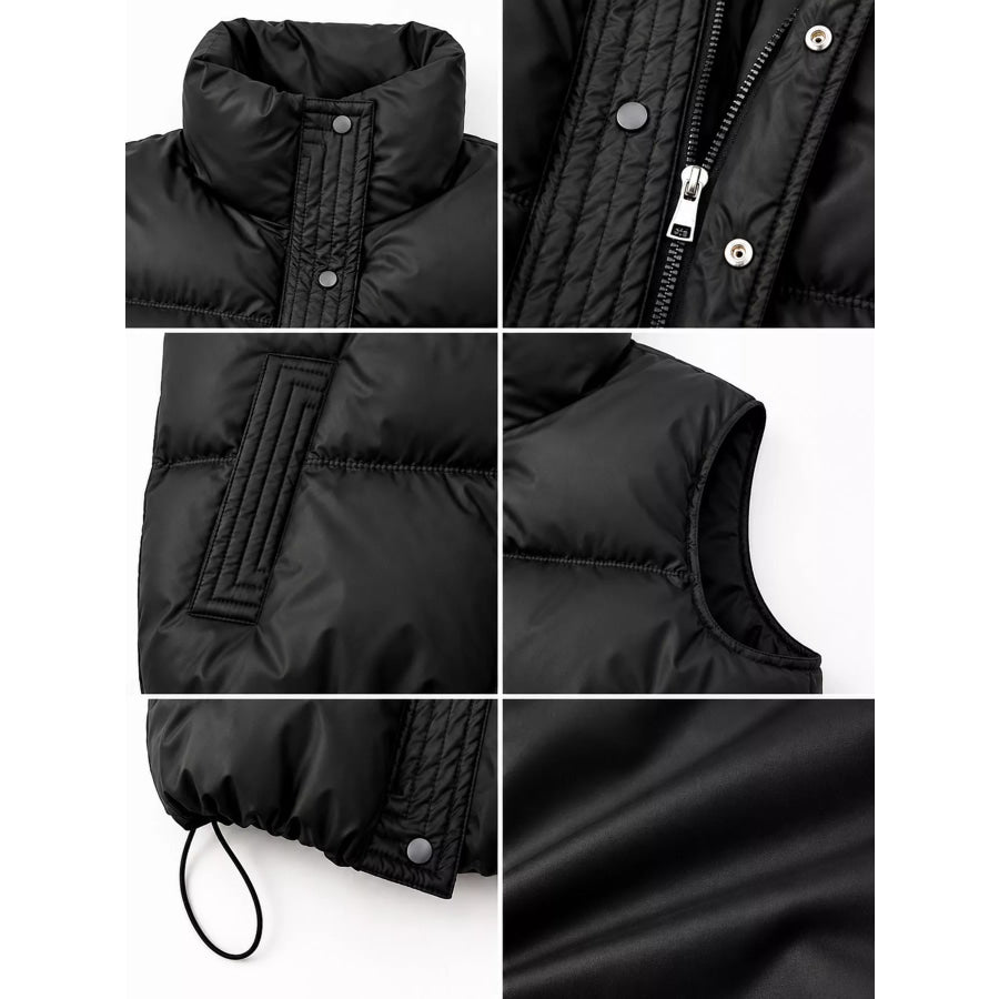 Drawstring Snap Down Puffer Vest Coat Apparel and Accessories