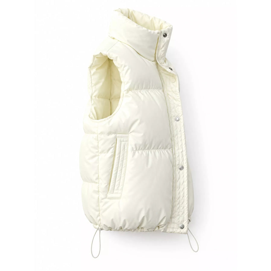 Drawstring Snap Down Puffer Vest Coat Apparel and Accessories