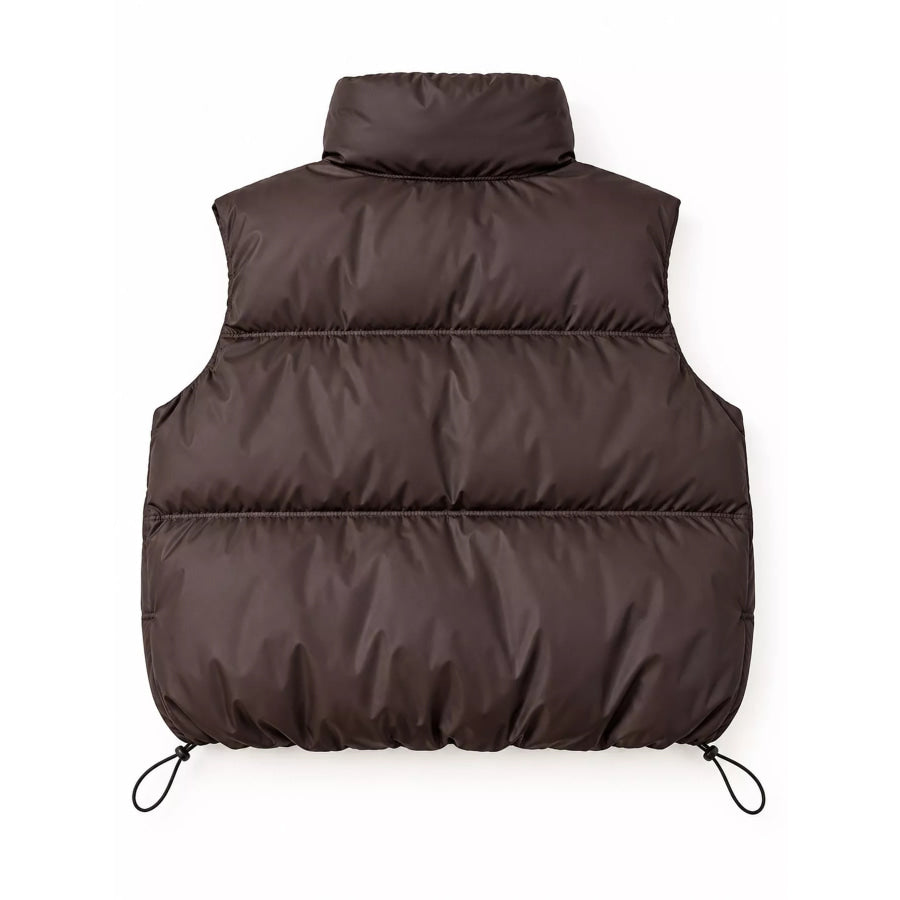 Drawstring Snap Down Puffer Vest Coat Apparel and Accessories