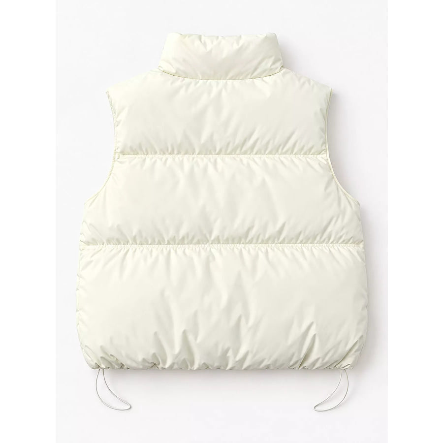 Drawstring Snap Down Puffer Vest Coat Apparel and Accessories