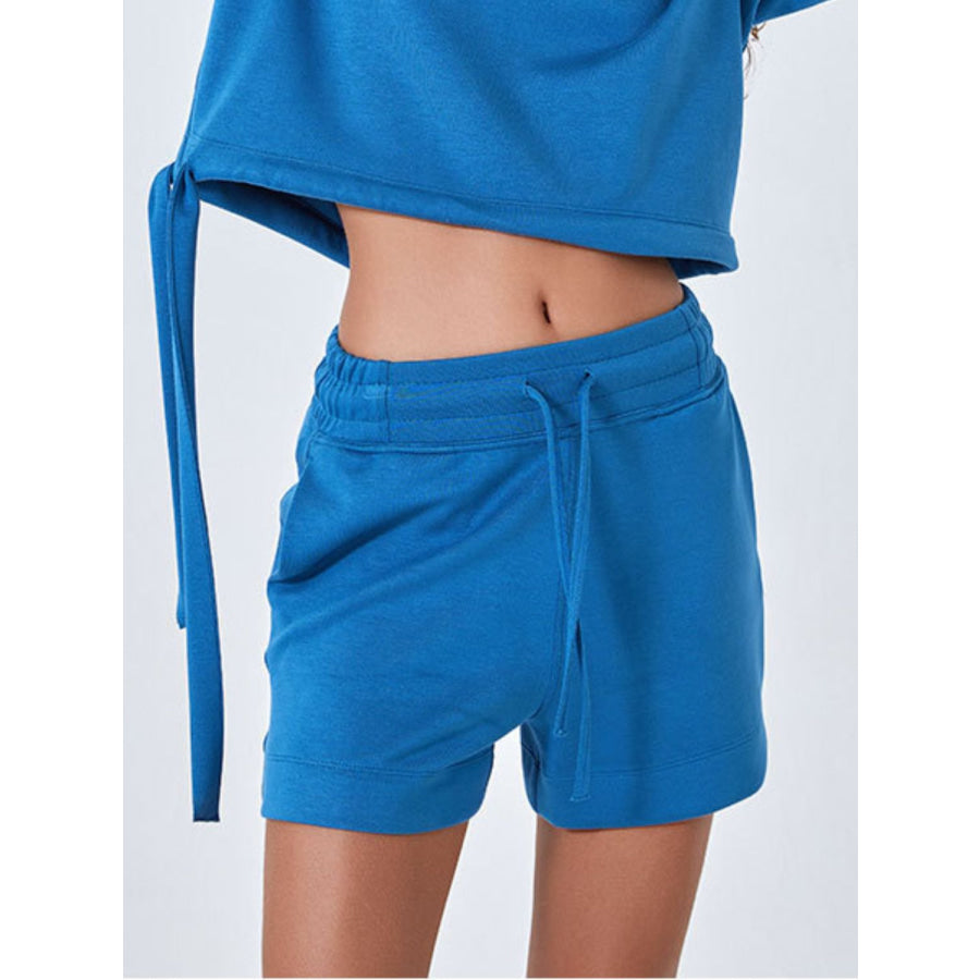 Drawstring Solid Color Shorts with Pockets Apparel and Accessories