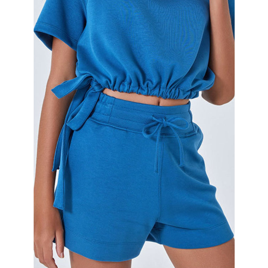 Drawstring Solid Color Shorts with Pockets Sky Blue / S Apparel and Accessories