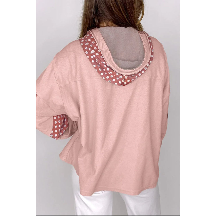 Drawstring Star Long Sleeve Hoodie Dusty Pink / S Apparel and Accessories