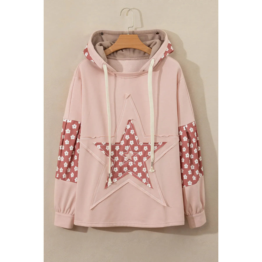 Drawstring Star Long Sleeve Hoodie Apparel and Accessories