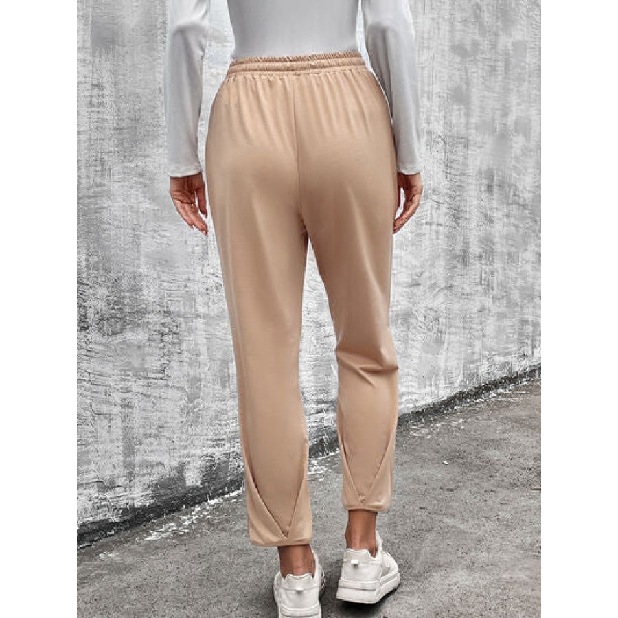 Drawstring Straight Pants with Pockets Clothing