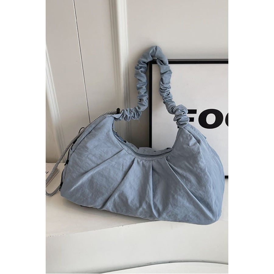 Drawstring Strap Ruched Crossbody Bag Apparel and Accessories