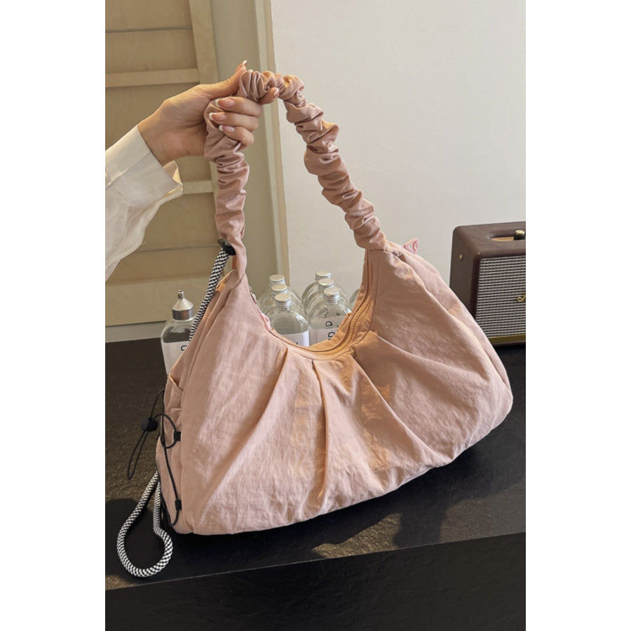 Drawstring Strap Ruched Crossbody Bag Apparel and Accessories