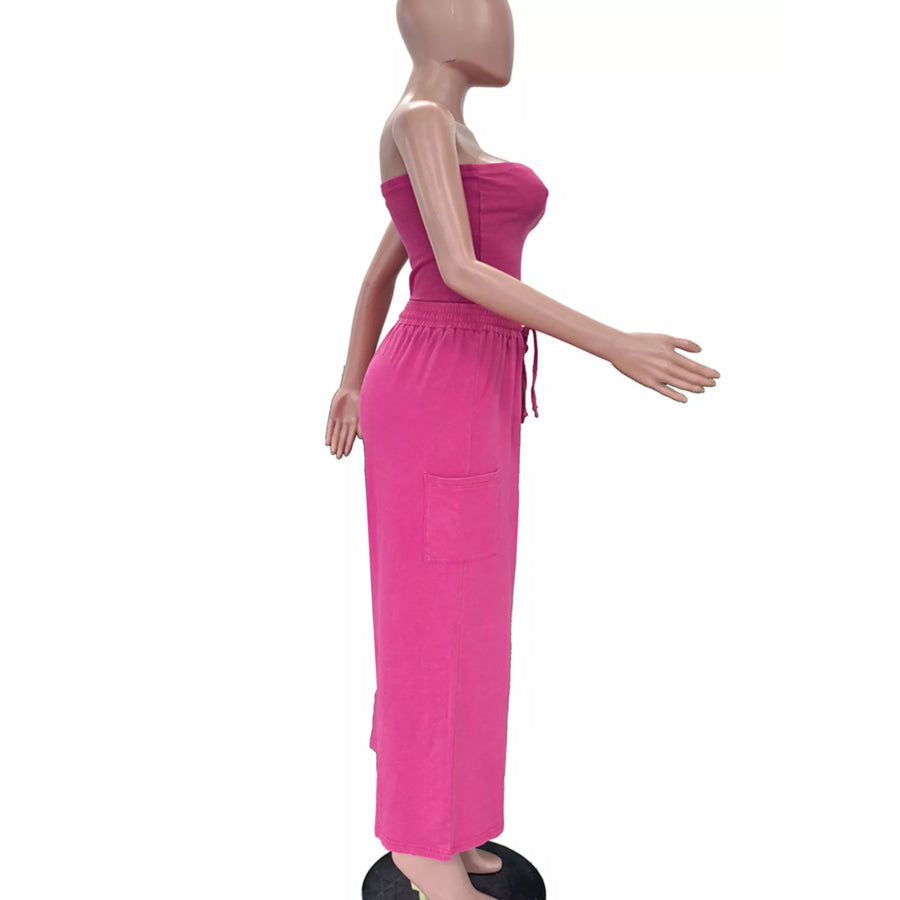 Drawstring Strapless Wide-Leg Jumpsuit Apparel and Accessories