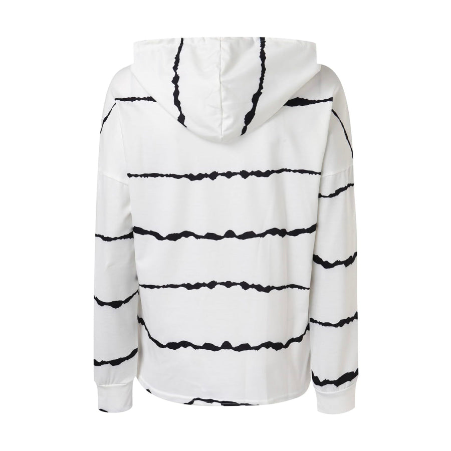 Drawstring Striped Long Sleeve Hoodie Apparel and Accessories