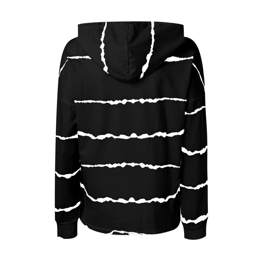 Drawstring Striped Long Sleeve Hoodie Apparel and Accessories