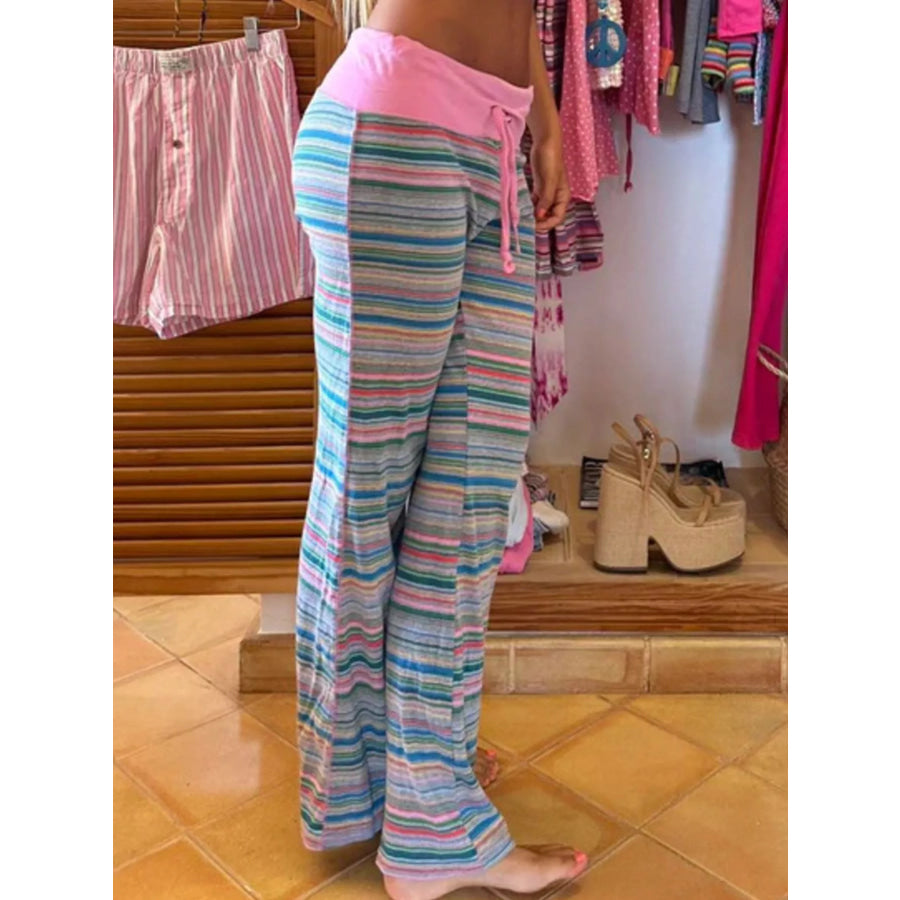 Drawstring Striped Pants Apparel and Accessories