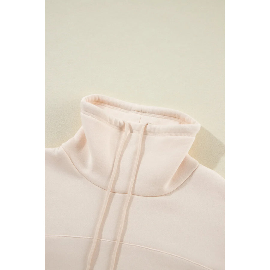 Drawstring Turtleneck Long Sleeve Sweatshirt Apparel and Accessories