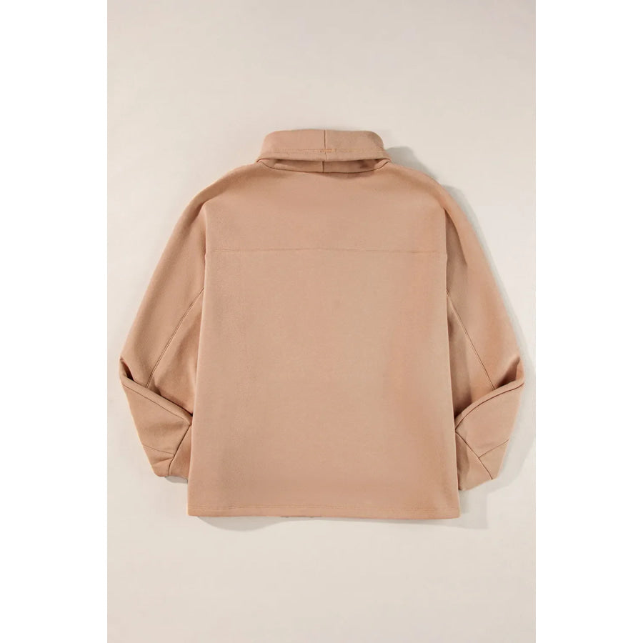 Drawstring Turtleneck Long Sleeve Sweatshirt Apparel and Accessories