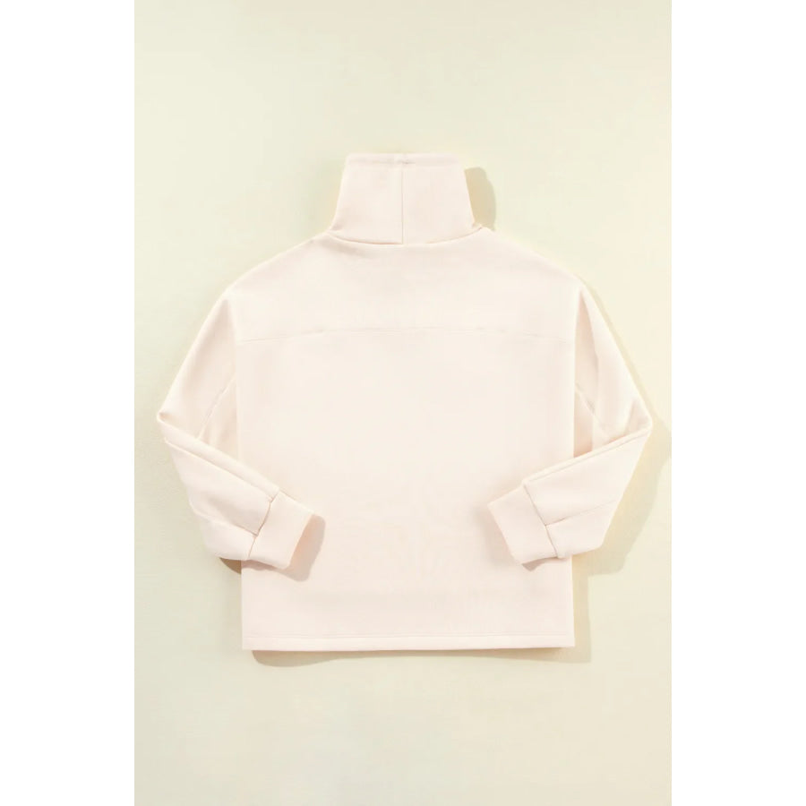 Drawstring Turtleneck Long Sleeve Sweatshirt Apparel and Accessories