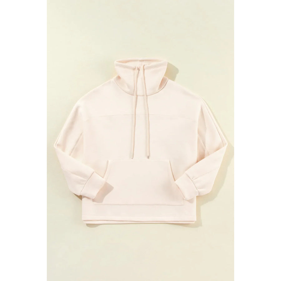 Drawstring Turtleneck Long Sleeve Sweatshirt Eggshell / S Apparel and Accessories