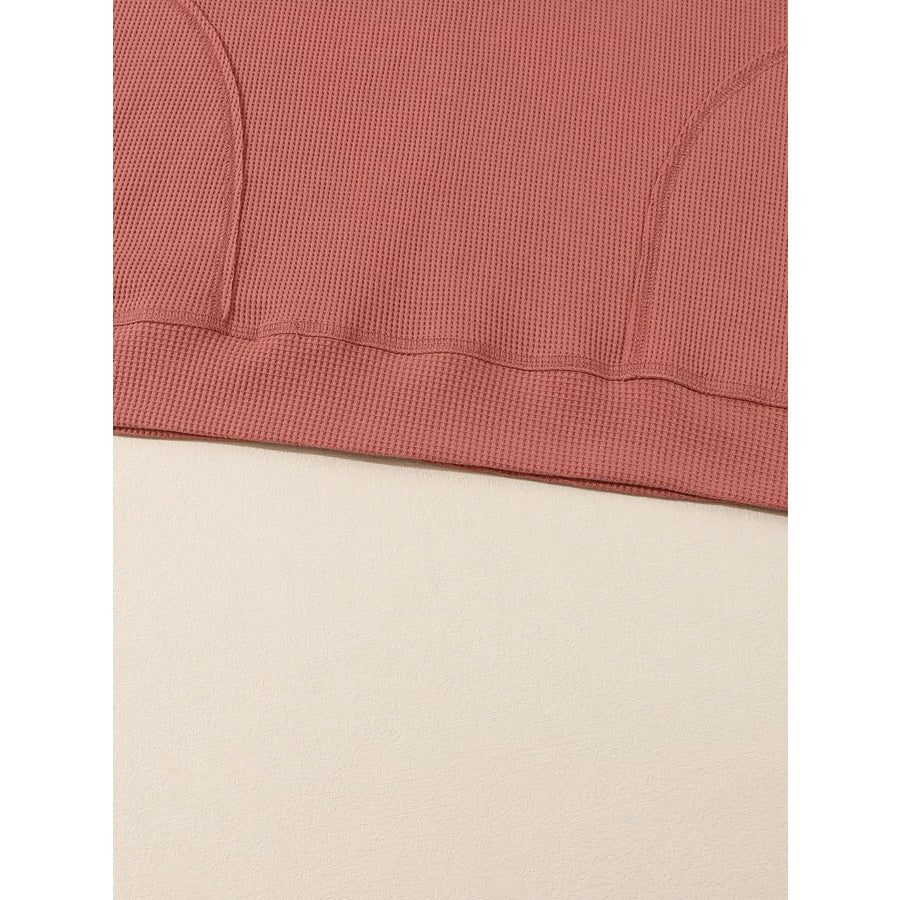 Drawstring V-Neck Waffle Knit Casual Hoodie Apparel and Accessories