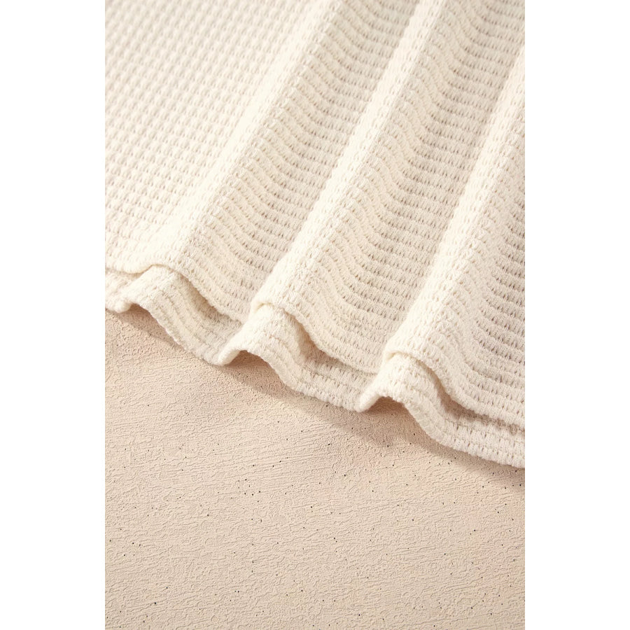Drawstring Waffle Knit Henley Hoodie Apparel and Accessories