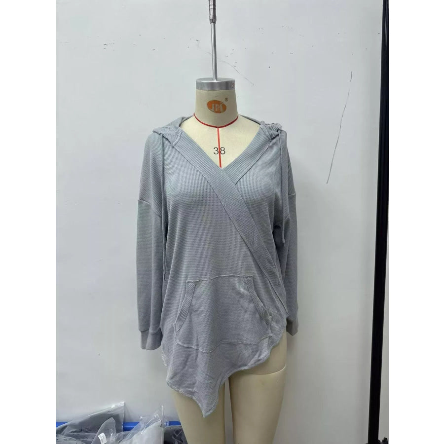 Drawstring Waffle Knit Hoodie Apparel and Accessories