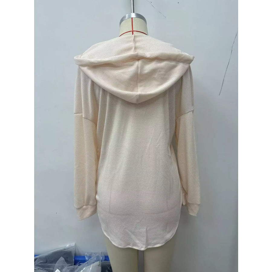 Drawstring Waffle Knit Hoodie Apparel and Accessories
