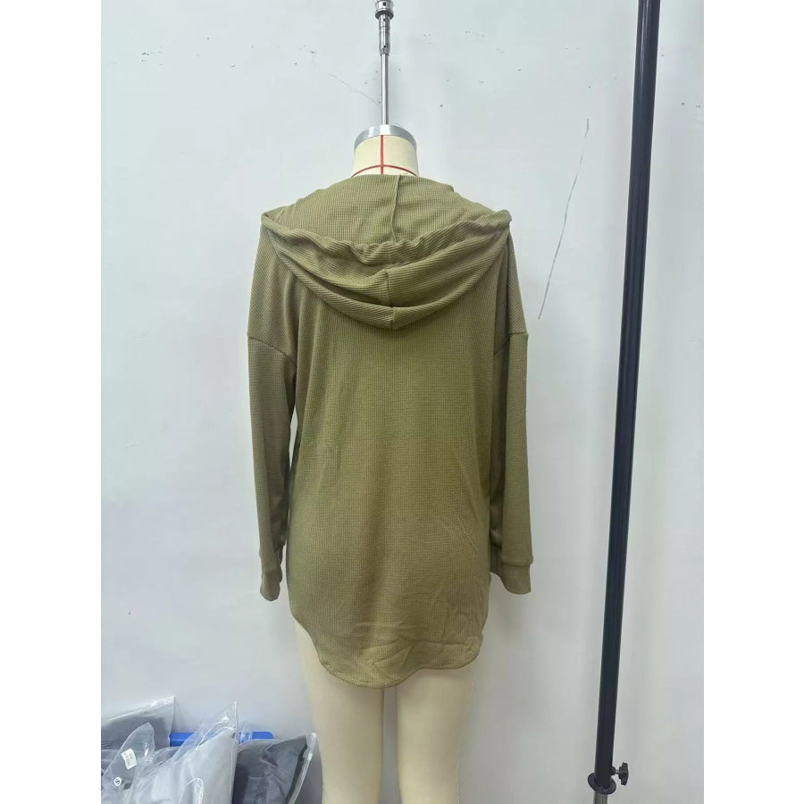 Drawstring Waffle Knit Hoodie Apparel and Accessories