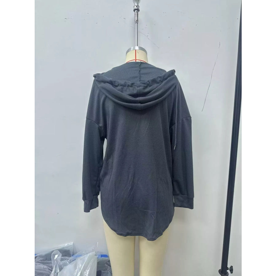 Drawstring Waffle Knit Hoodie Apparel and Accessories