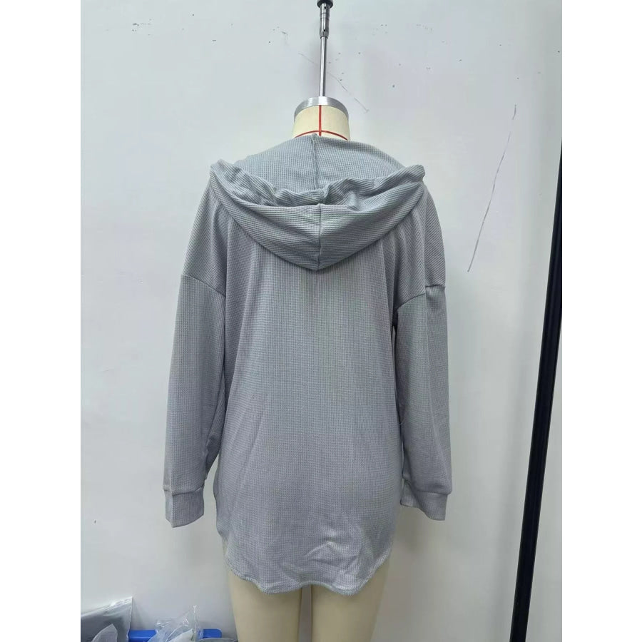 Drawstring Waffle Knit Hoodie Apparel and Accessories