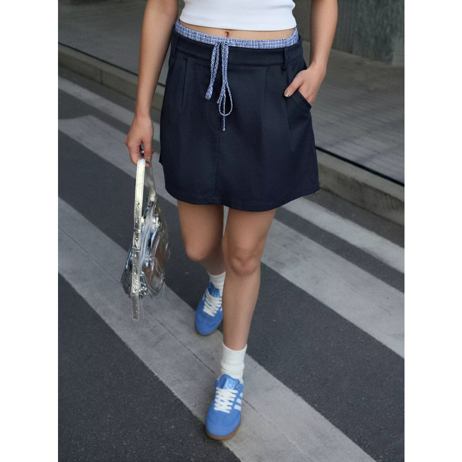 Drawstring Waist Mini Skirt Apparel and Accessories