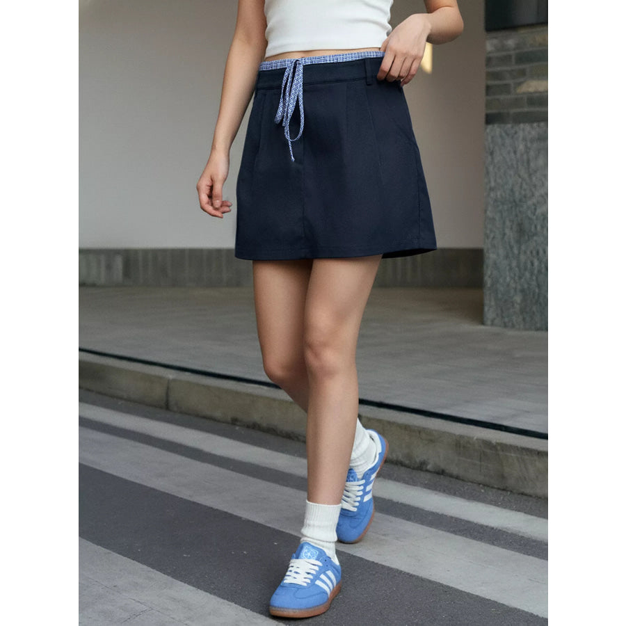 Drawstring Waist Mini Skirt Apparel and Accessories