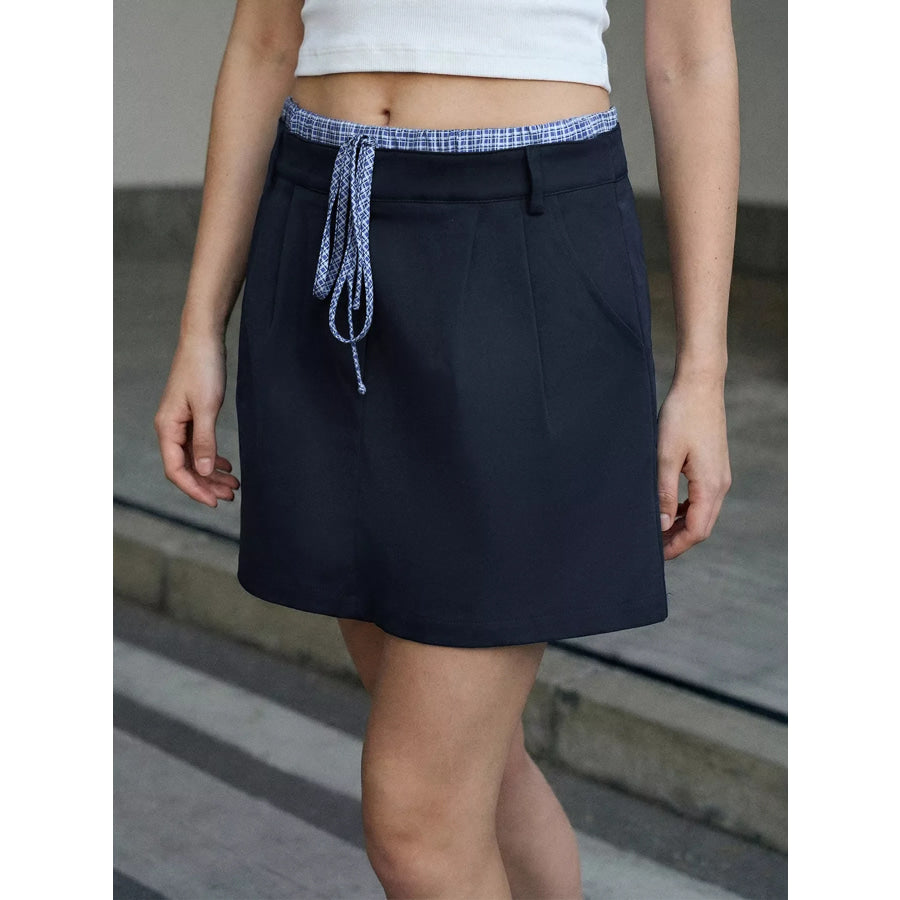 Drawstring Waist Mini Skirt Apparel and Accessories