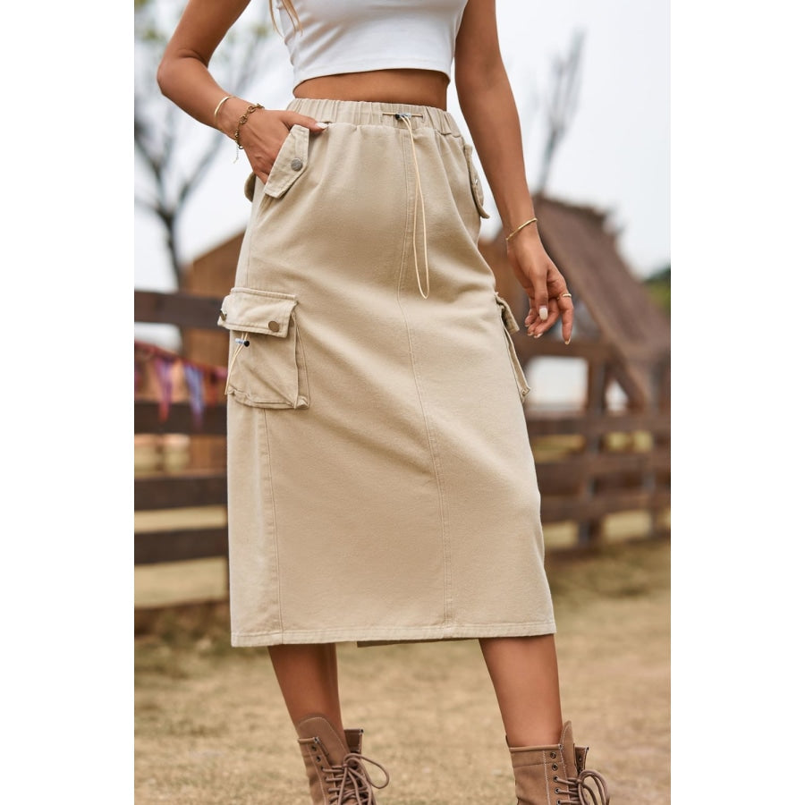 Drawstring denim clearance skirt